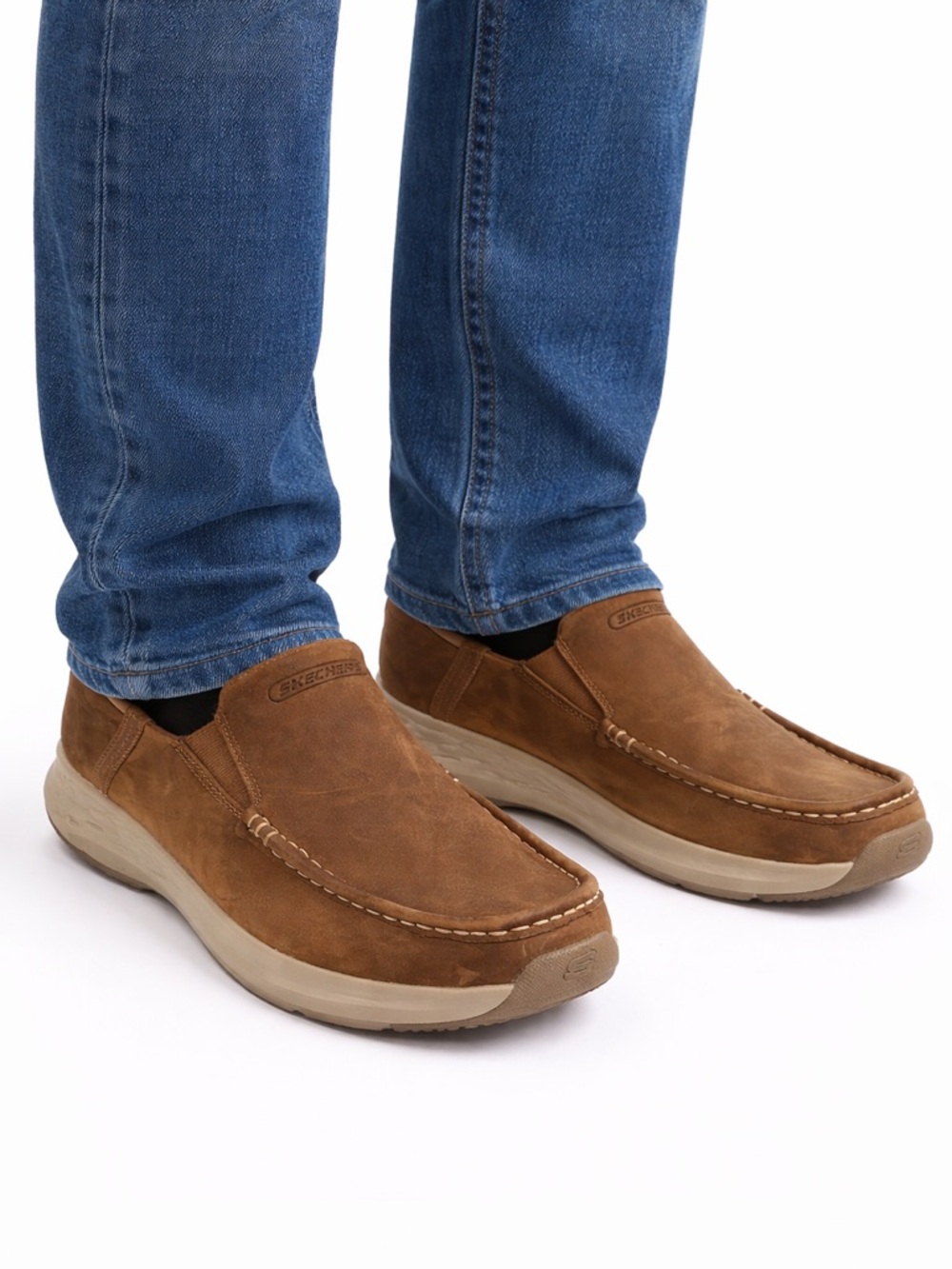 Size 10 Skechers Men’s Slip-Ins Avillo 204866 Brown Moc Toe Loafers